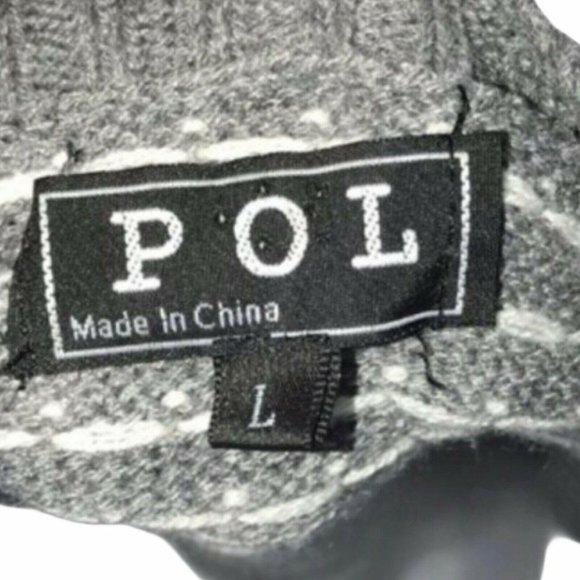 POL Nordic Gray Snowflake Reindeer Sweater Large - Picture 5 of 5